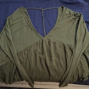 UO army green long sleeve, flowy top